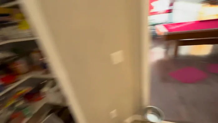 Install anchors and mount the rack: Install hollow wall anchors into the drilled holes. Attach the spice rack to the pantry door using the anchors.