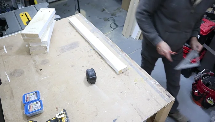 Assemble the table base, attaching the 2x6 floorboards and 2x2 supports.