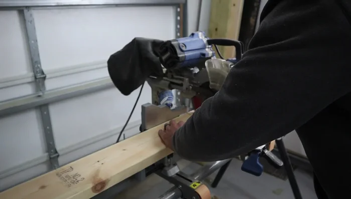 Cut biscuit slots using a biscuit jointer, following the marked lines.