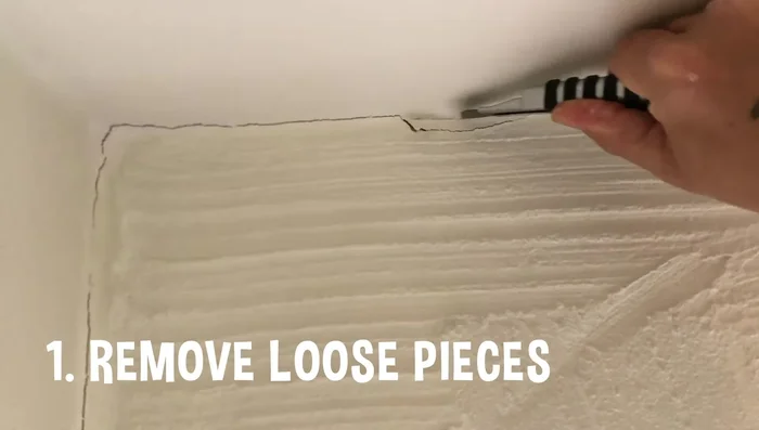 Remove loose pieces around the crack.