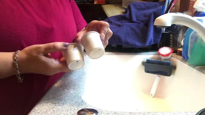 Tear off the filter at the bottom of each K-cup. Start from a corner for easier removal.