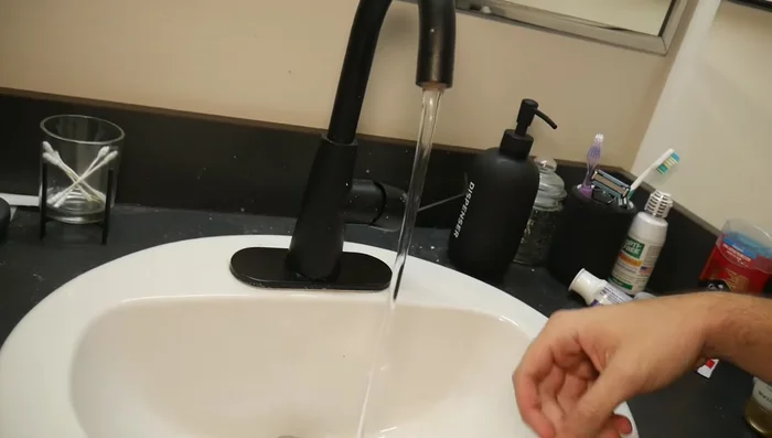 Test for leaks by running water.
