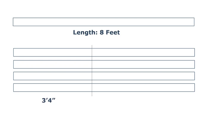 Cut 1x2s: Cut four 8-foot 1x2s into 3-foot 4-inch and 4-foot 8-inch pieces.
