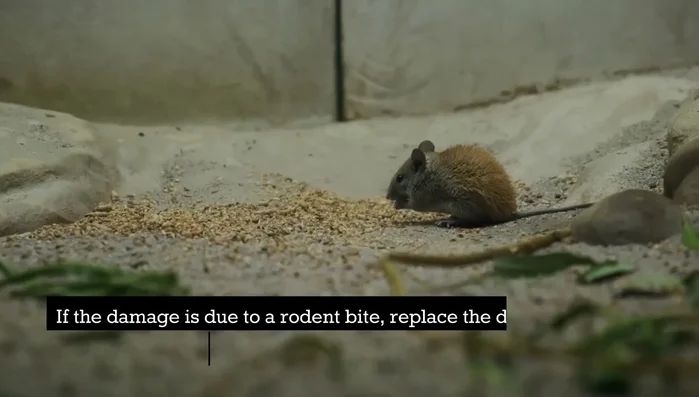 If rodent damage, replace the damaged section and add additional protection.