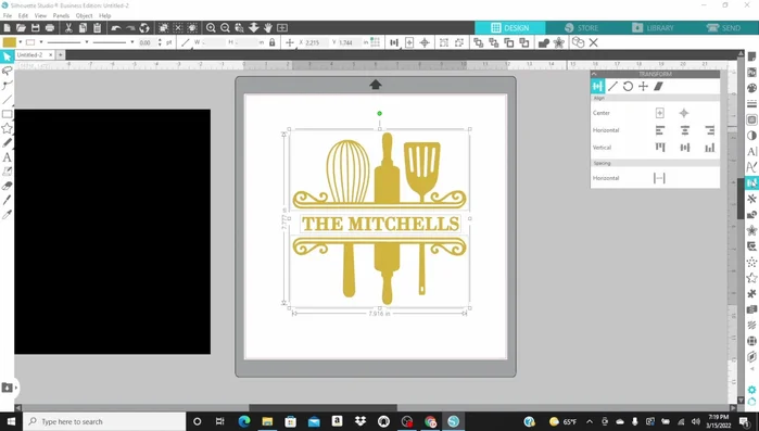 Flip the design horizontally and position it on the screen, mirroring its placement on the cutting mat.