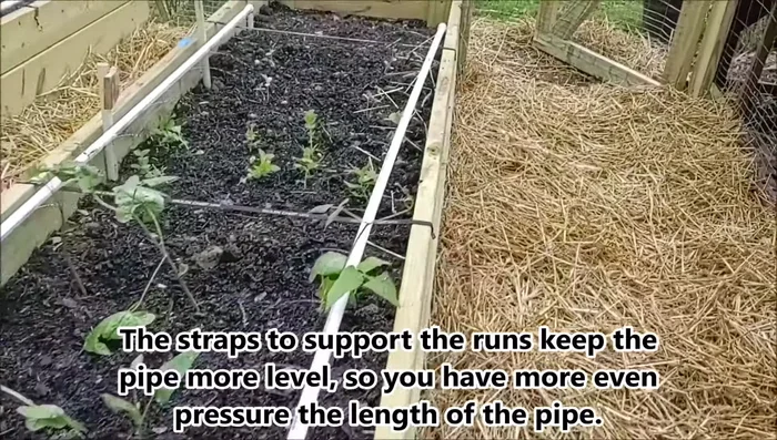 Secure the pipes to the bed surface with straps to allow for adjustments later.