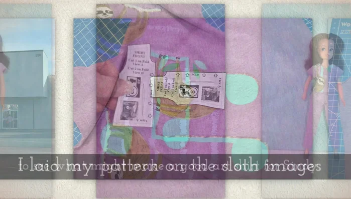 Cut out the pattern pieces from a child's shirt (or your chosen fabric). Place the pattern pieces strategically to utilize the design on the shirt.