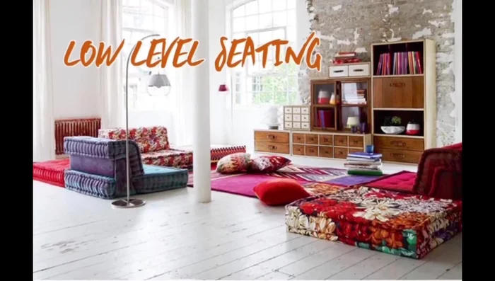 Establish a low-level seating area conducive to relaxation.