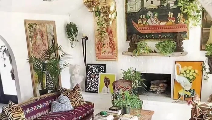 Add layers of texture using blankets, macrame, natural fiber rugs, furniture, and rugs.