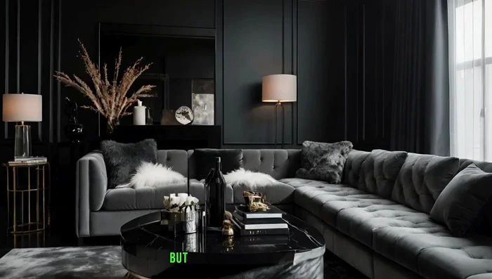 Employ black thoughtfully to add glamour and a modern touch to your living room. Pair it with sleek furniture and metallic accents.