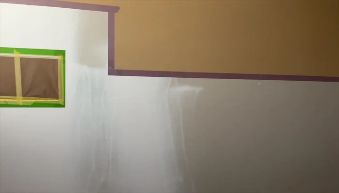 Install smooth vinyl panels on the first accent wall, spray painting them with Sache Sand for a cohesive look.