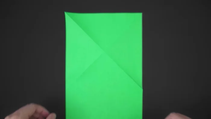 Fold the paper in half vertically. Bring the right side to the left, unfold.