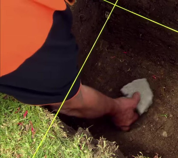 Pour and set concrete.