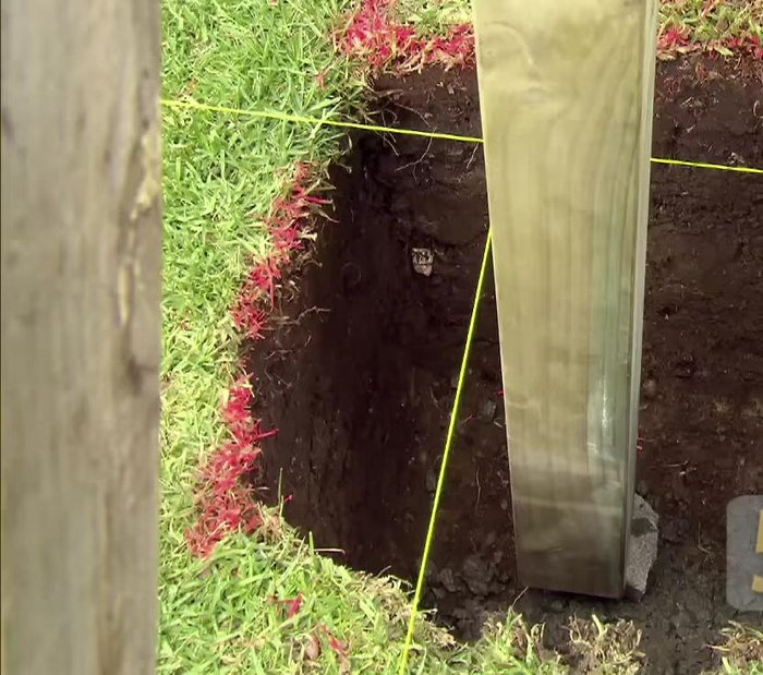 Pour and set concrete.