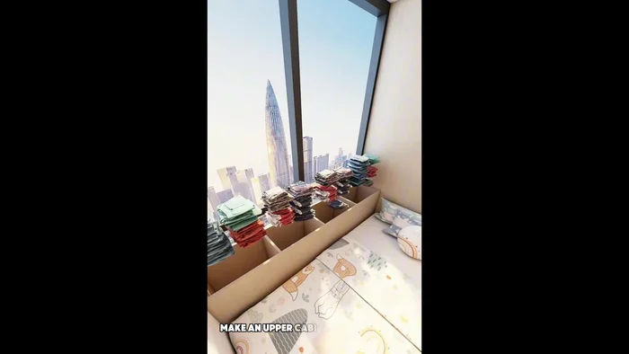 Install an upper cabinet by the bay window to store items and block cold air. Close the cabinet doors to keep dust out.