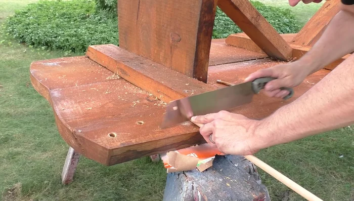 Cut a slit along the side of each dowel to prevent air pockets when gluing.