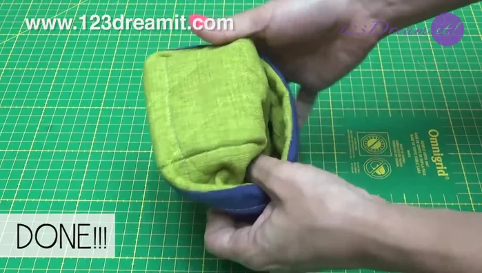 Turn the basket right side out. Basket is complete.