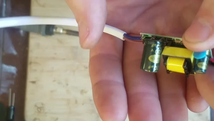 Note the capacitor's polarity (positive and negative leads). Often indicated by a stripe.