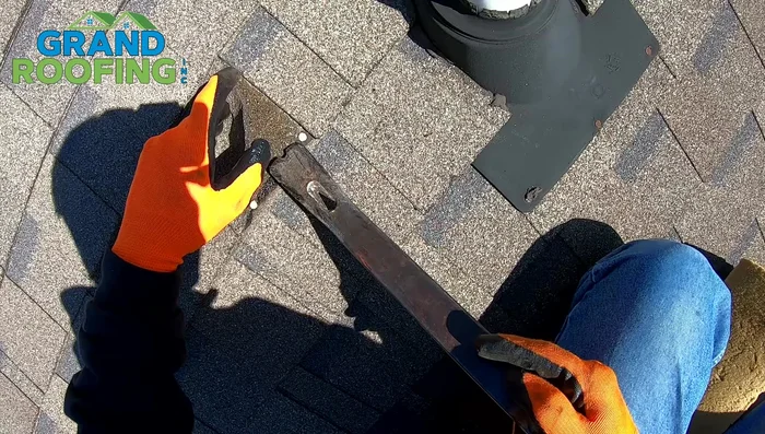 If necessary, cut the old shingles to remove the pipe boot completely. Avoid cutting into the drip groove.