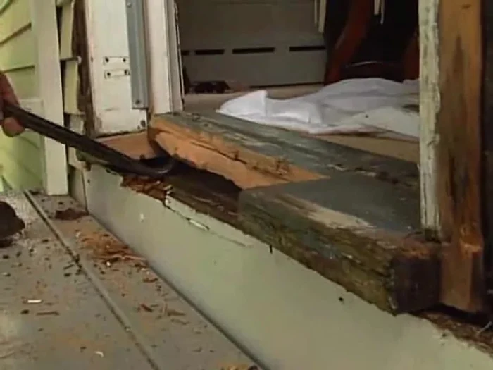 Remove the old threshold pieces using a pry bar. You may need to split the center section.