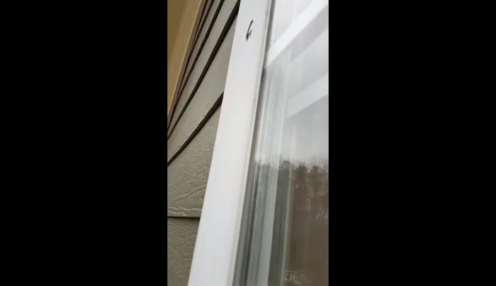 Trim excess caulk with a razor blade, making it flush with the window surface.