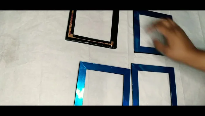 Arrange the four prepared squares to determine the desired layout.