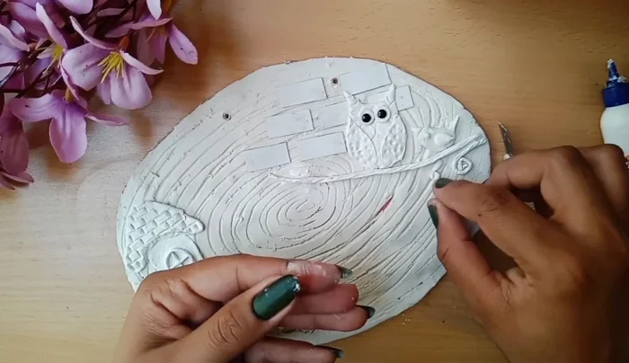 Make leaves from clay and stick them.