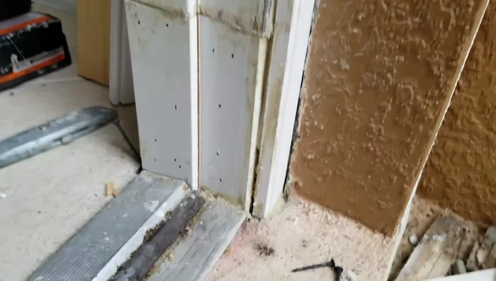 Install the new door jamb section, ensuring alignment with the weather stripping.