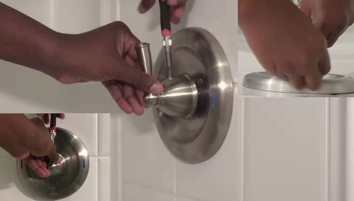 Remove the handle adapter screw and the handle adapter.