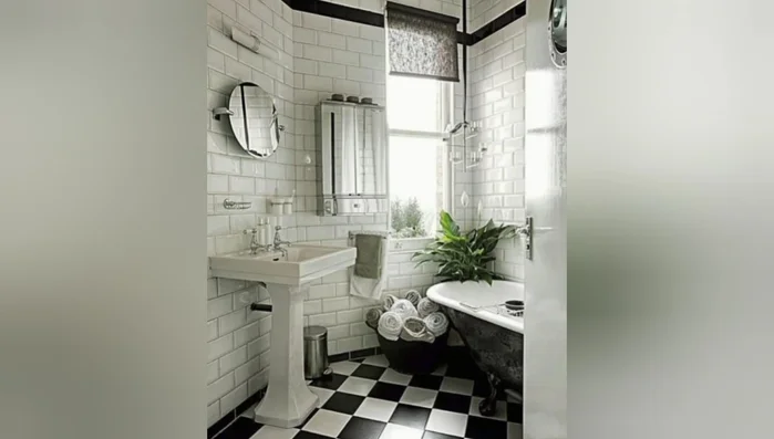 Use a vintage-style shower curtain if you have a clawfoot tub.