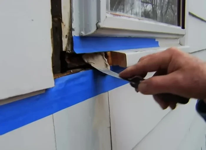 Remove masking tape once resin begins to set; remove high spots with chisel.