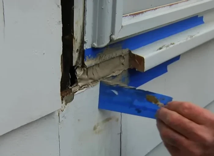 Remove masking tape once resin begins to set; remove high spots with chisel.