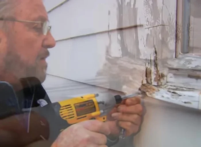 Remove crumbling and rotted wood using chisel and pry bar if necessary.