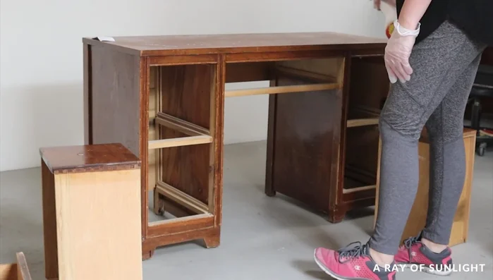 Remove the wood and drawer tracks.