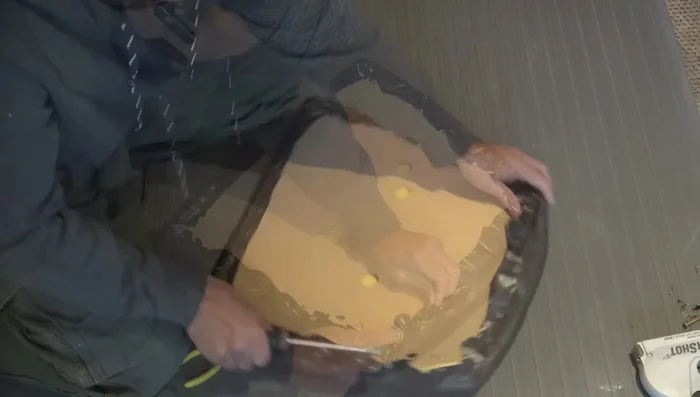 Remove the old vinyl (carefully if reusing, otherwise pry it off).