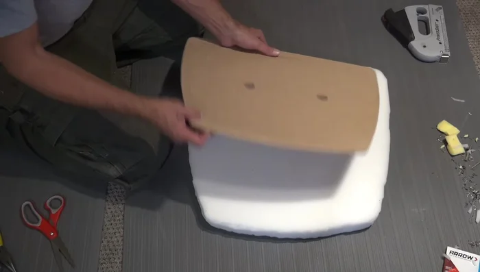 Optional: Secure the foam to the wood backing with foam glue.