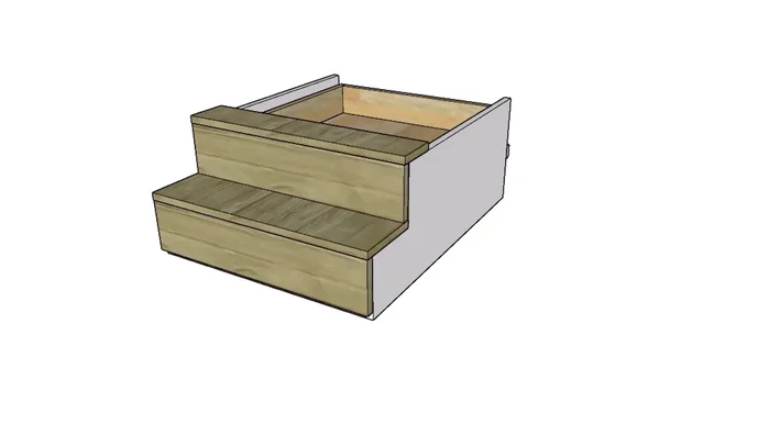 Install drawer fronts: Install drawer fronts to match shiplap panel style.