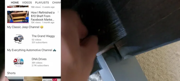 Flip the coffee table on its side to access the leg bolts.