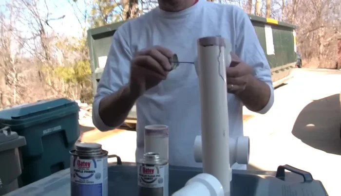 Assemble the PVC pipes using pipe cement, ensuring proper alignment. Hold each joint for 15 seconds.