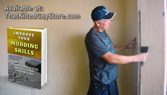 Check the security of the corner bead by tapping it. If loose, secure it with screws along the edge, going through the metal slightly for better hold.