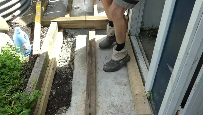 Install every fifth board (or more frequently for larger decks) using the chalk line as a guide.