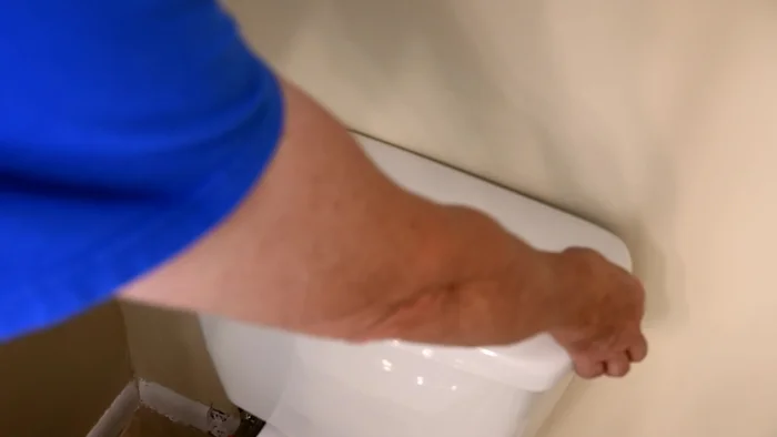 Flush the toilet to remove as much water from the tank as possible.