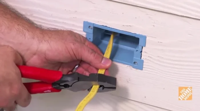 Connect interior and exterior wires: Pigtail and connect the corresponding wires (ground, white, black) from the interior and exterior using wire nuts.