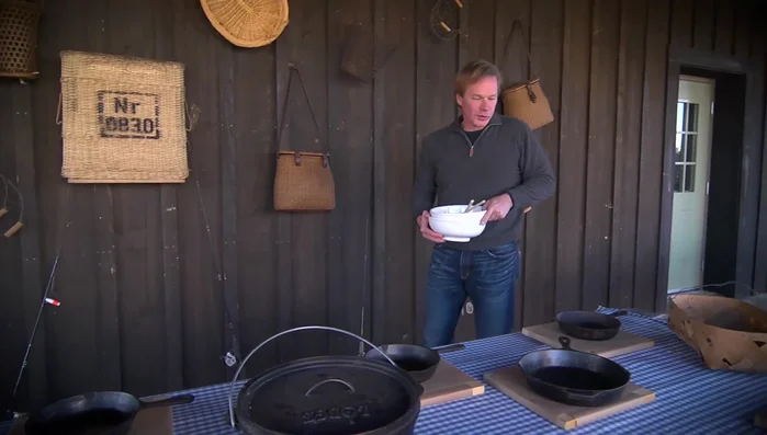 Arrange bowls and utensils: Use ironstone bowls and wooden spoons for a rustic feel.