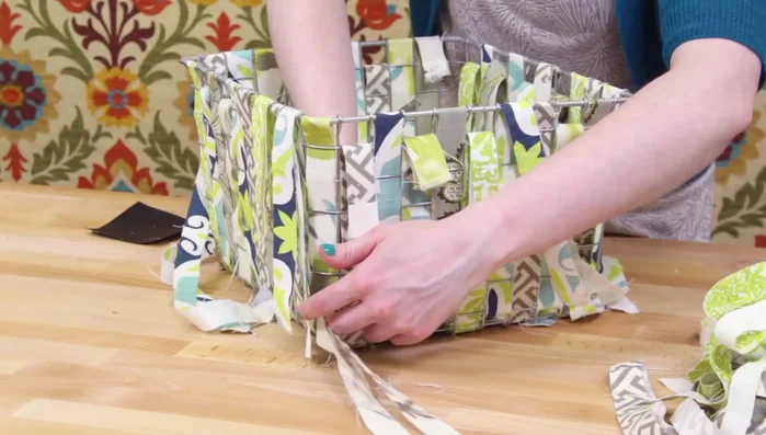 Weave the corners, gluing strips together first for easier handling.