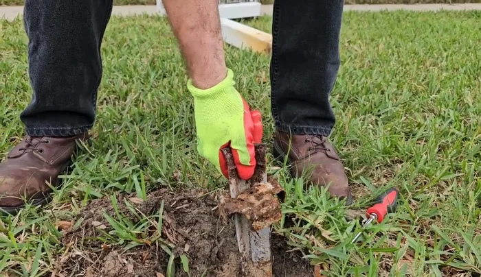 Remove the rusted angle iron and old bracket.