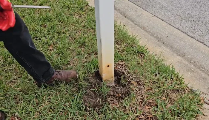 Remove the rusted angle iron and old bracket.