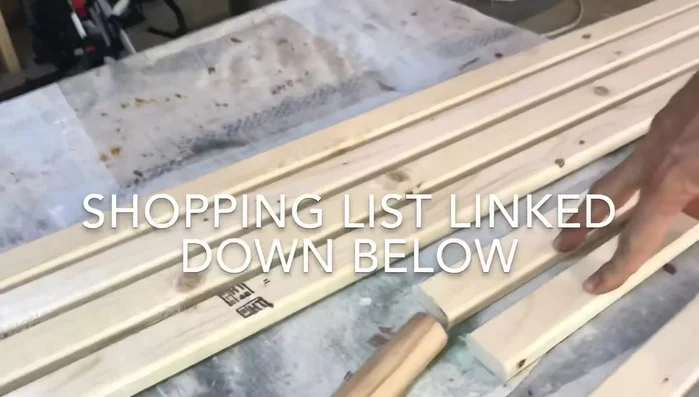 Cut the wood: Cut 1x2x8 foot boards into 25 1/2 inch pieces (for legs), 14 inch pieces (for shelf supports), and 4 6-foot pieces (for the top horizontal supports).