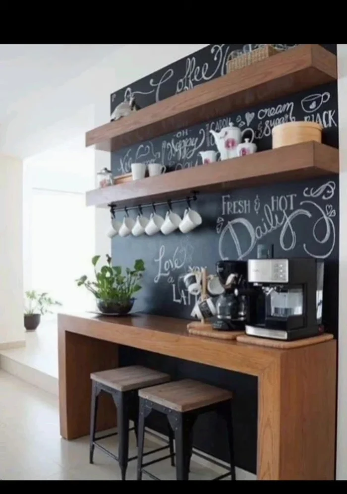 Assess available space. For smaller kitchens, utilize vertical space with wall-mounted shelves or a compact coffee cart.