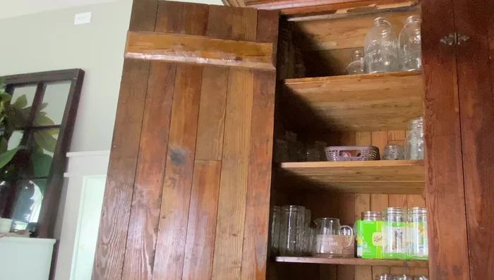 Install new shelves using recycled lumber or other suitable materials.